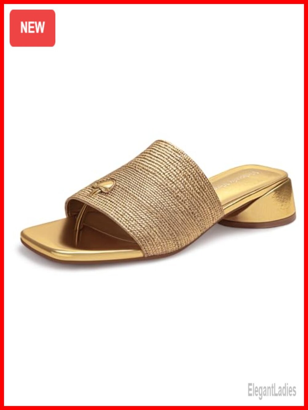 Women's Kitten Heel Slide Mule Sandals Faux Leather Square Open Toe